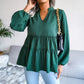 Frill Trim Balloon Sleeve Babydoll Top