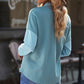 Waffle Knit Button Front Shirt with Breast Pockets