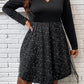 Plus Size Scalloped V-Neck Long Sleeve Dress