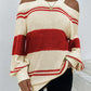 Striped Cutout Cold-Shoulder Tunic Sweater