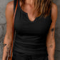Notched Neck Ribbed Tank Top