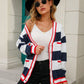 Striped Contrast Button-Up Cardigan