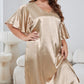 Plus Size Flutter Sleeve V-Neck Side Slit Night Gown