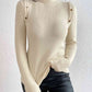 Button Detail Turtleneck Knit Top