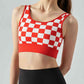 Round Neck Plaid Cropped Sports Tank Top