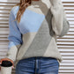 Color Block Dropped Shoulder Mock Neck Sweater