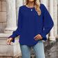 Round Neck Long Flounce Sleeve Blouse