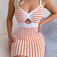 Striped Cutout Spaghetti Strap Knit Dress