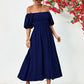 Off-Shoulder Balloon Sleeve Midi Dress