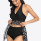 Two-Tone Halter Neck Swim Dress and Bottoms Set