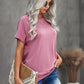 Round Neck Short Sleeve Solid Color Tee