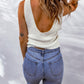 Sleeveless Plunge Knit Tank Top