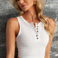 Half Button Ribbed Cropped Tank Top