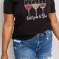 Simply Love Full Size RED WINE & BLUE Graphic Cotton Tee