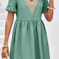 V-Neck Flounce Sleeve A-Line Dress