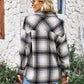 Plaid Button Front Curved Hem Shacket
