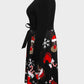 Plus Size Printed Tie Front Round Neck Dress