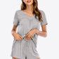 Gathered Detail V-Neck Top and Shorts Lounge Set