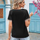 Contrast Trim Short Sleeve Plunge Blouse