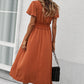 Smocked Waist Surplice Midi Dress