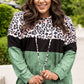 Plus Size Leopard Print Color Block Hoodie with Kangaroo Pocket