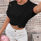 Round Neck Cuffed Sleeve T-Shirt