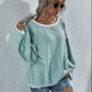 Dropped Shoulder Boat Neck Long Sleeve Sweater