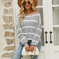 Striped Rib-Knit Off-Shoulder Sweater