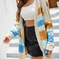 Color Block Drop Shoulder Open Front Cardigan