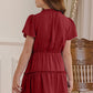 Girls Frilled Notched Neck Puff Sleeve Dress