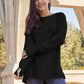 Basic Bae Full Size Ribbed Round Neck Long Sleeve Knit Top