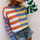 Split Stripes Rib-Knit Sweater