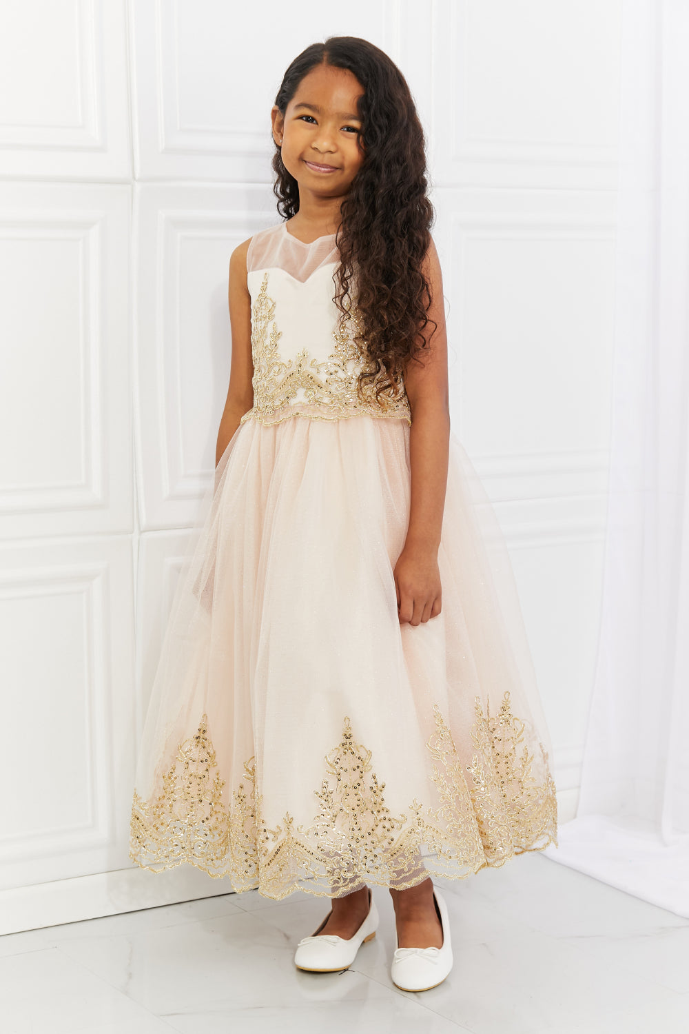 Kid's Dream Let's Dance Formal Tutu Dress in Light Apricot