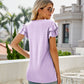 Eyelet Layered Flutter Sleeve V-Neck Top