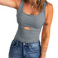 Heathered Cutout Scoop Neck Tank