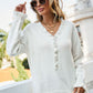 Half-Button Frill Trim Sweater