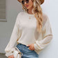 Openwork Round Neck Dropped Shoulder Knit Top