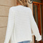 Openwork Flounce Sleeve Button-Up Fuzzy Cardigan