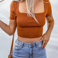 Lace-Up Square Neck Crop Top