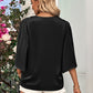 Three-Quarter Flare Sleeve V-Neck Blouse