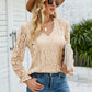 V-Neck Flounce Sleeve Lace Top