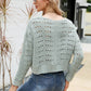 Open Front Cuffed Cropped Cardigan