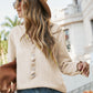 Half-Button Frill Trim Sweater