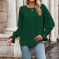 Round Neck Long Flounce Sleeve Blouse