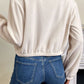 Zip Up Elastic Hem Cropped Sherpa Jacket