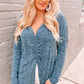 Heathered Ruched V-Neck Top