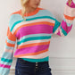 Striped Round Neck Long Sleeve Knit Top