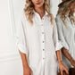 Solid Button Up Drop Shoulder Blouse