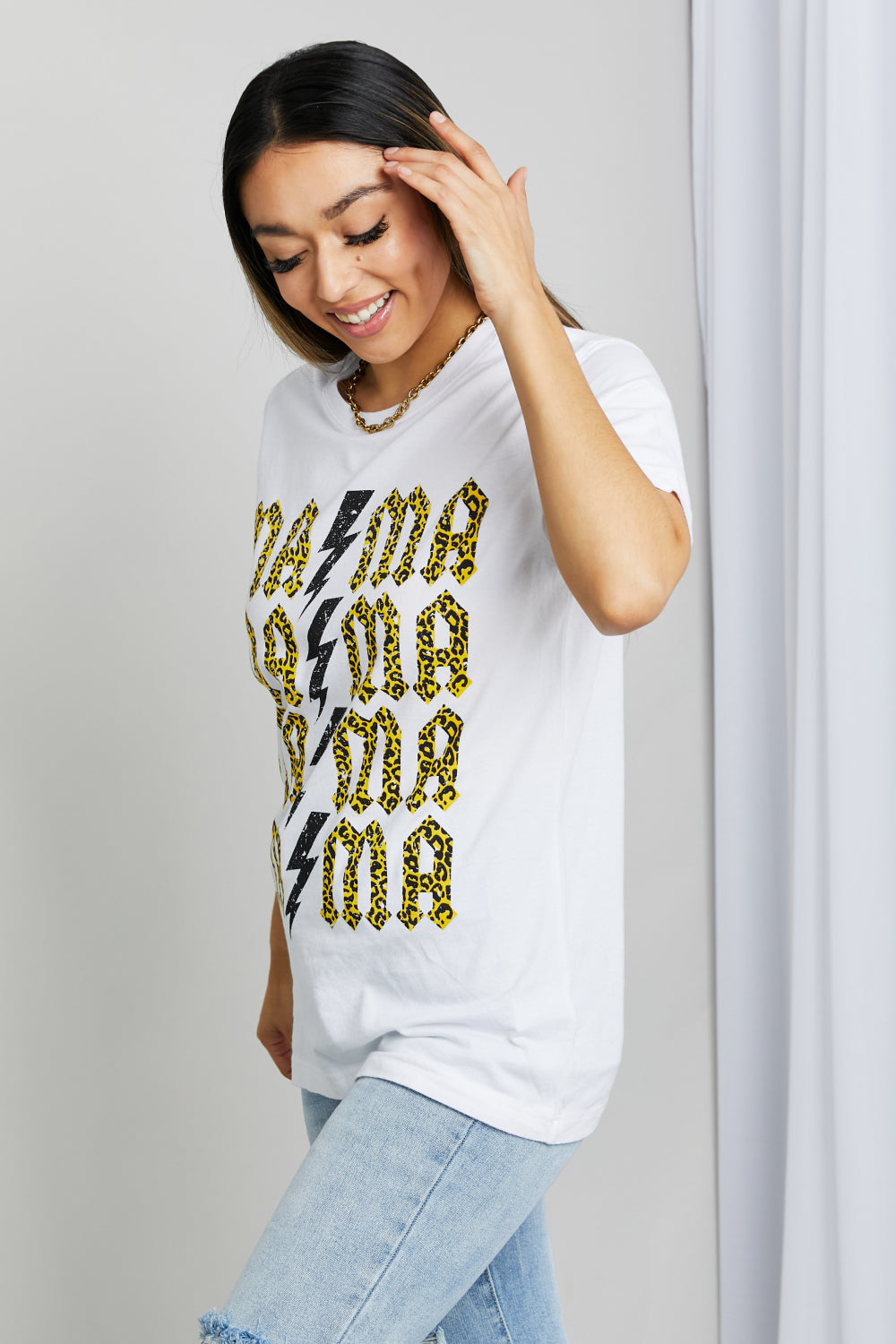 mineB Full Szie MAMA Leopard Lightning Graphic Tee