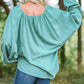 Notched Neck Balloon Sleeve Blouse